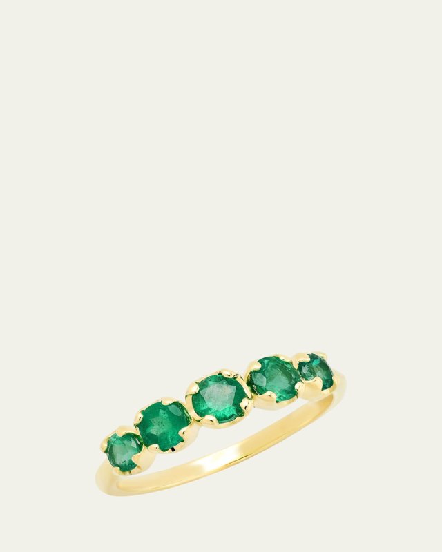 18k Graduated Emerald Ring